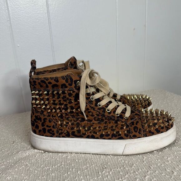 STEVE MADDEN Promoter Leopard Studded High-Top Sneakers Shoes Men's 8 Women 9.5 - Picture 2 of 8